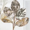 Raz 23" Bead And Pearl Jeweled Magnolia Leaf Stem Christmas Pick F4006721