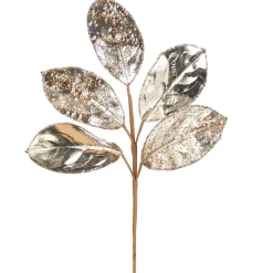 Raz 23" Bead And Pearl Jeweled Magnolia Leaf Stem Christmas Pick F4006721