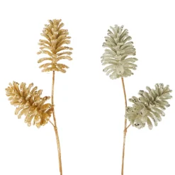 Raz 21.5" Beaded And Glittered Pinecone Stem Christmas Tree Spray F4106758