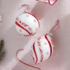 Raz 4.5" Beaded Peppermint And Pink Glass Christmas Ornament 4352874