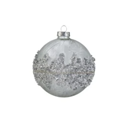 Raz 4" Beaded Silver Glass Christmas Ornament 4422861