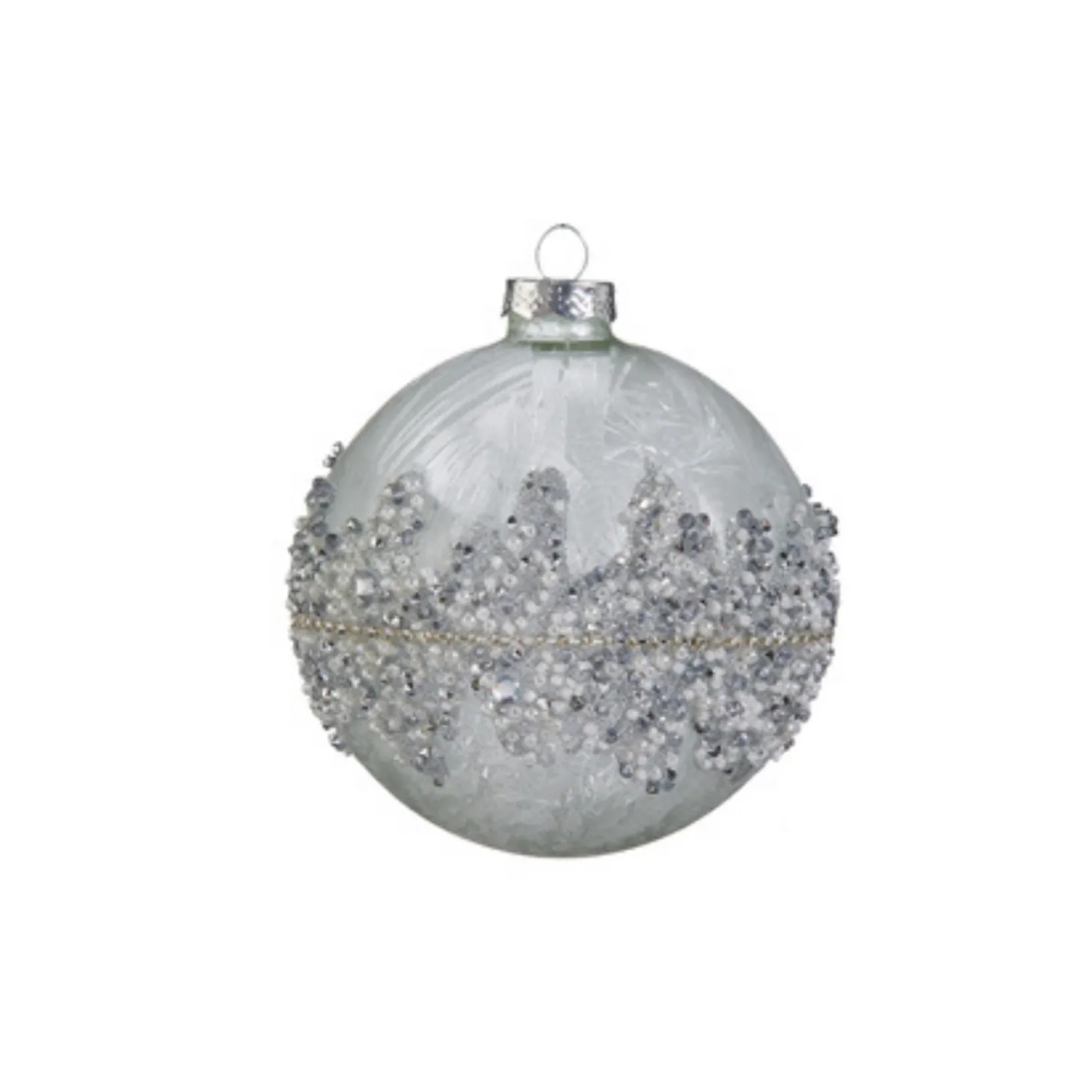 Raz 4" Beaded Silver Glass Christmas Ornament 4422861