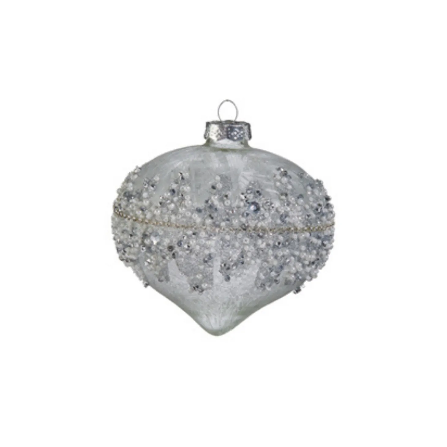 Raz 4" Beaded Silver Glass Christmas Ornament 4422861