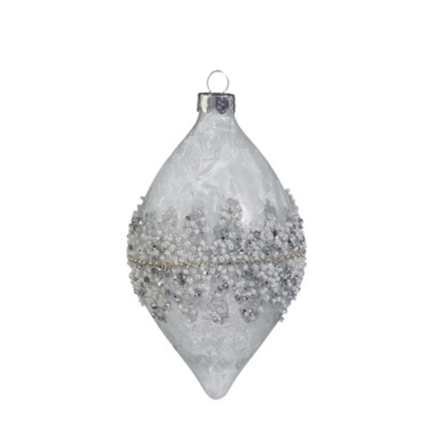 Raz 4" Beaded Silver Glass Christmas Ornament 4422861