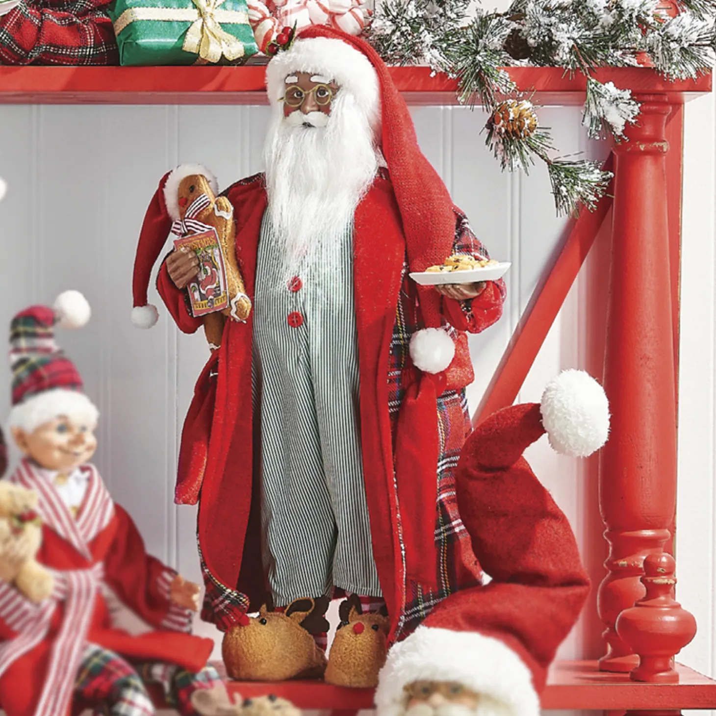 Raz 18" Bedtime African American Santa With Plate Of Cookies Christmas Figure 4115558