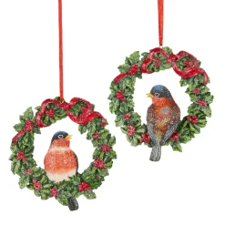 Raz 4.5" Bird In Wreath Christmas Ornament 4107015