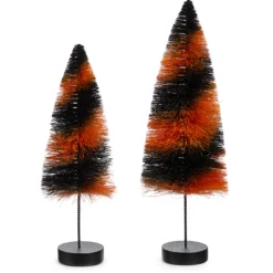 Raz 12" Black And Orange Bottle Brush Halloween Trees 4420025