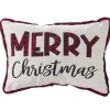 Raz 20" Black And Red Plaid Merry Christmas Pillow 4045028