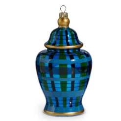 Raz 6" Black Watch Plaid Ginger Jar Glass Christmas Ornament 4452875