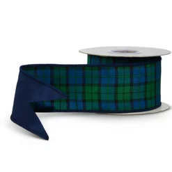 Raz 2.5" Black Watch Plaid Wired Christmas Ribbon R4427722