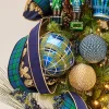 Raz 6" Blue And Green Plaid Glitter Ball Christmas Ornament 4432727