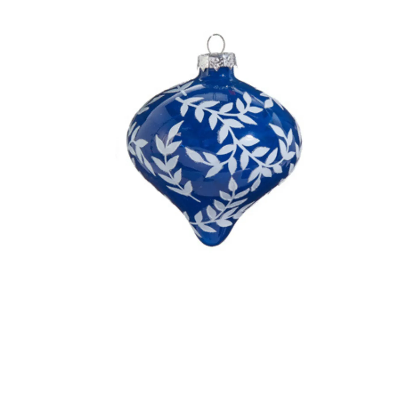 Raz 4" Blue And White Floral Delft Glass Christmas Ornament 4424554