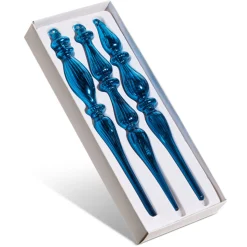 Raz 11" Blue Glass Finial Christmas Ornaments Box Of 3 4422885