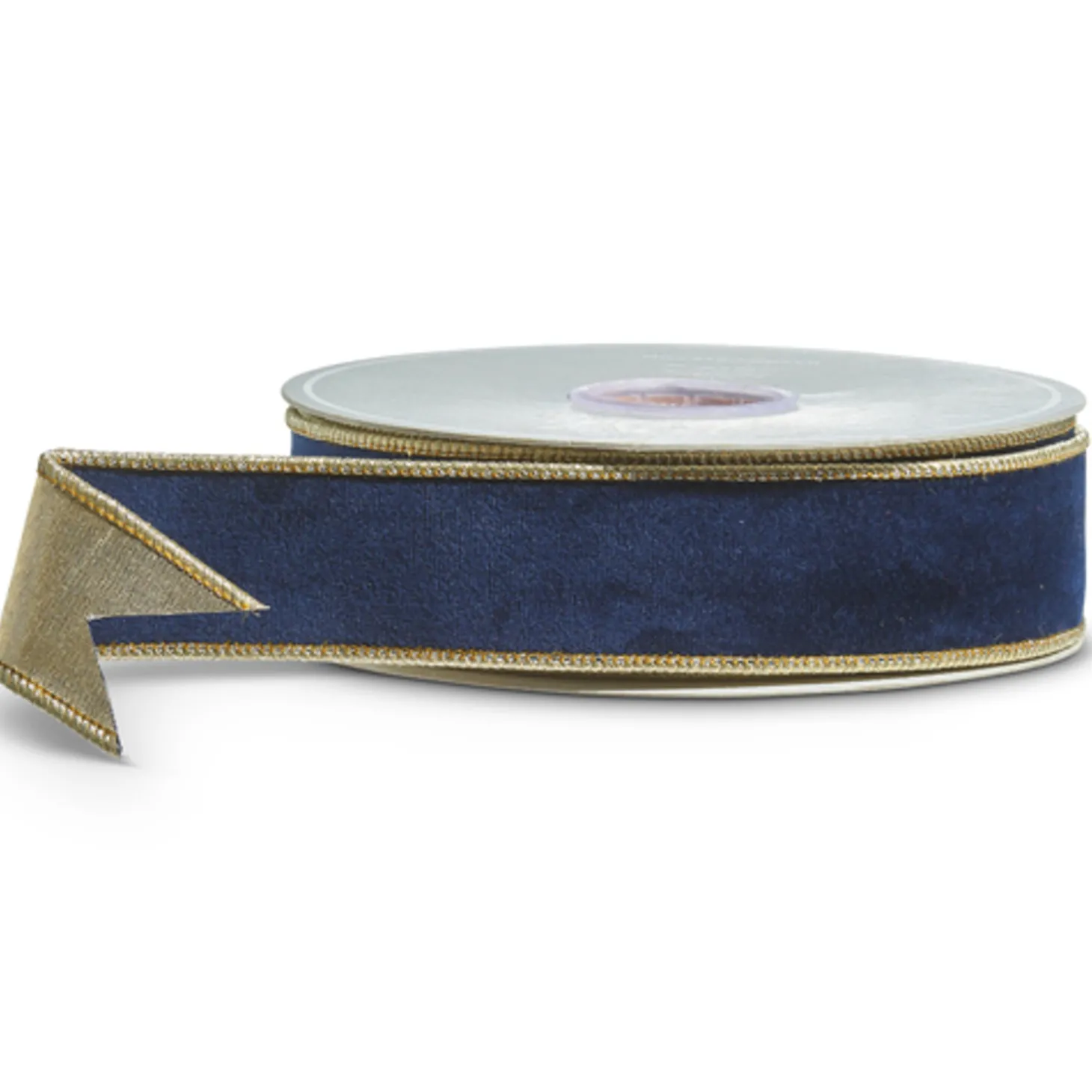 Raz 1.5" Blue Velvet And Gold Wired Christmas Ribbon R4427724