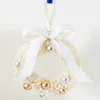 Raz 5.5" Bottle Brush Ivory And Gold Wreath Christmas Ornament 4319150