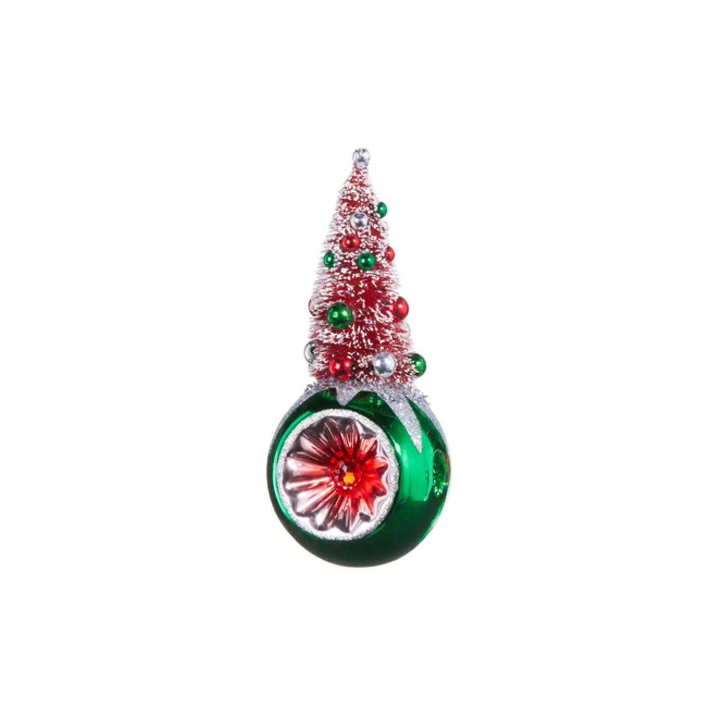 Raz 7.25" Bottle Brush Tree Reflector Glass Christmas Ornament 4352870