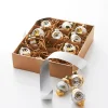 Raz 2" Box Of 12 Champagne And Silver Vintage Christmas Ornament Set 4320927