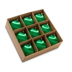 Raz 3" Box Of 9 Green Satin Ball Vintage Inspired Christmas Ornaments Set 4332709
