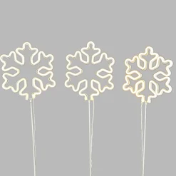 Raz 24.5" Box Of 3 Lighted Snowflake Stakes Christmas Decor L4240608
