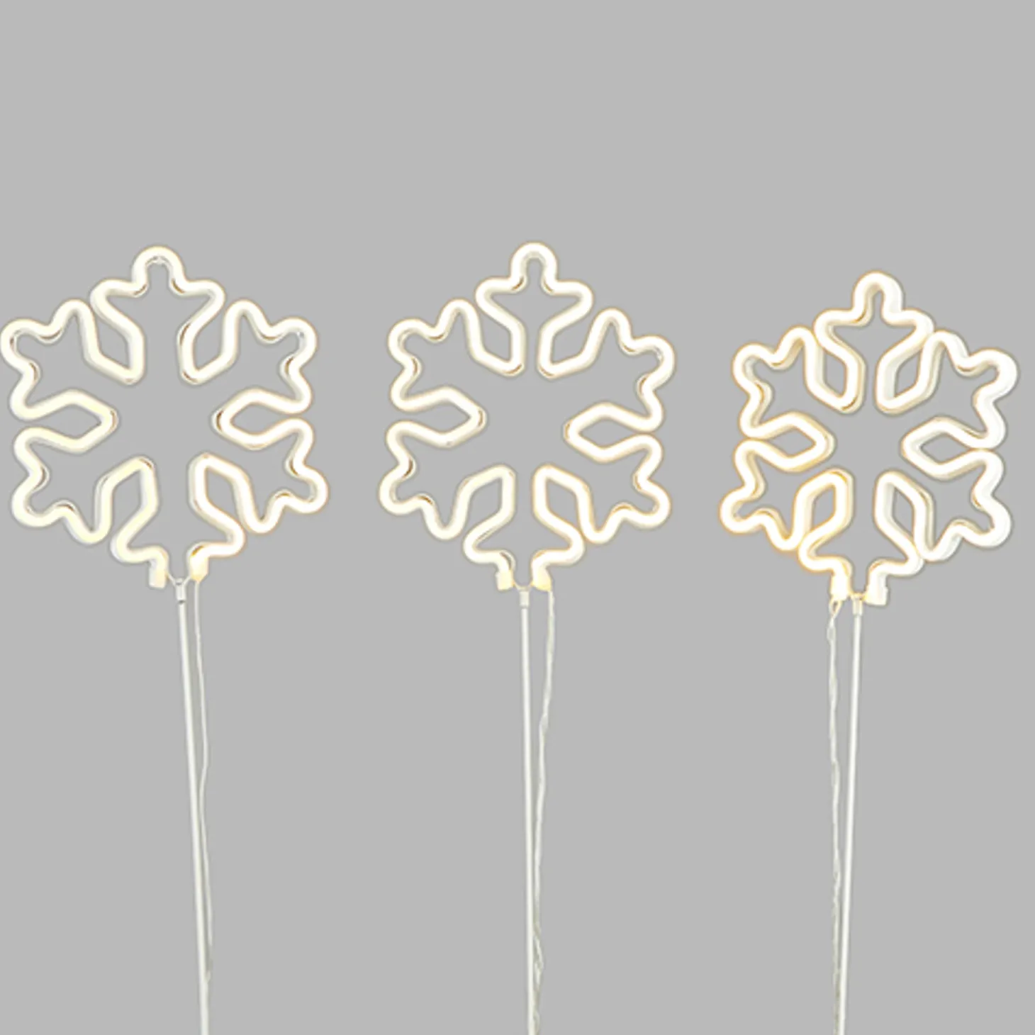 Raz 24.5" Box Of 3 Lighted Snowflake Stakes Christmas Decor L4240608