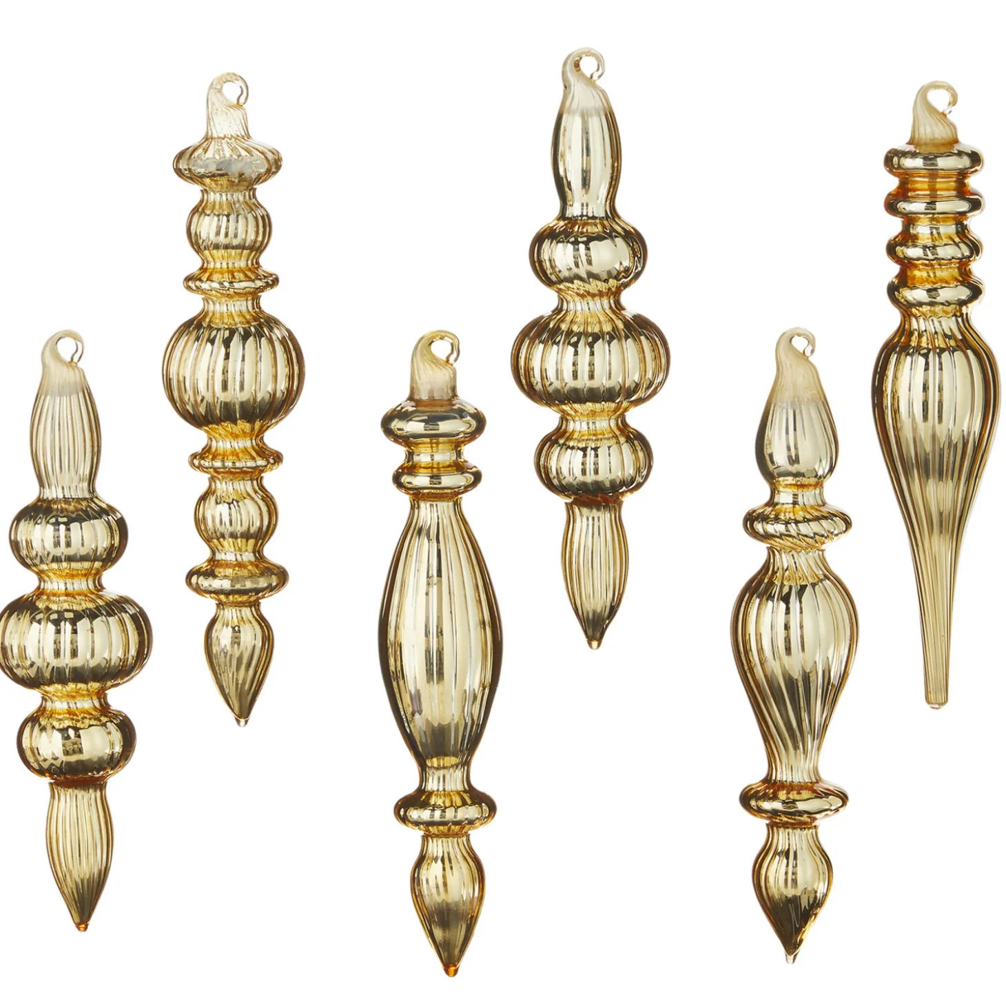 Raz 6.5" Box Of Gold Finial Glass Christmas Ornaments 4122829