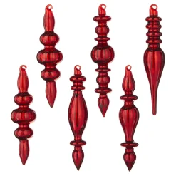 Raz 6.5" Box Of Red Finial Glass Christmas Ornaments 4122819