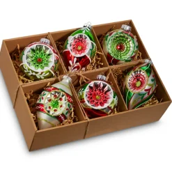 Raz 3" Box Of Vintage Reflector Glass Christmas Ornament 4452860