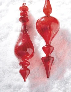 Raz 11.25" Bright Red Finial Glass Christmas Ornament 4122878