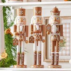 Raz 15.5" Brown And White Wooden Gingerbread Nutcracker Christmas Decoration 4422824