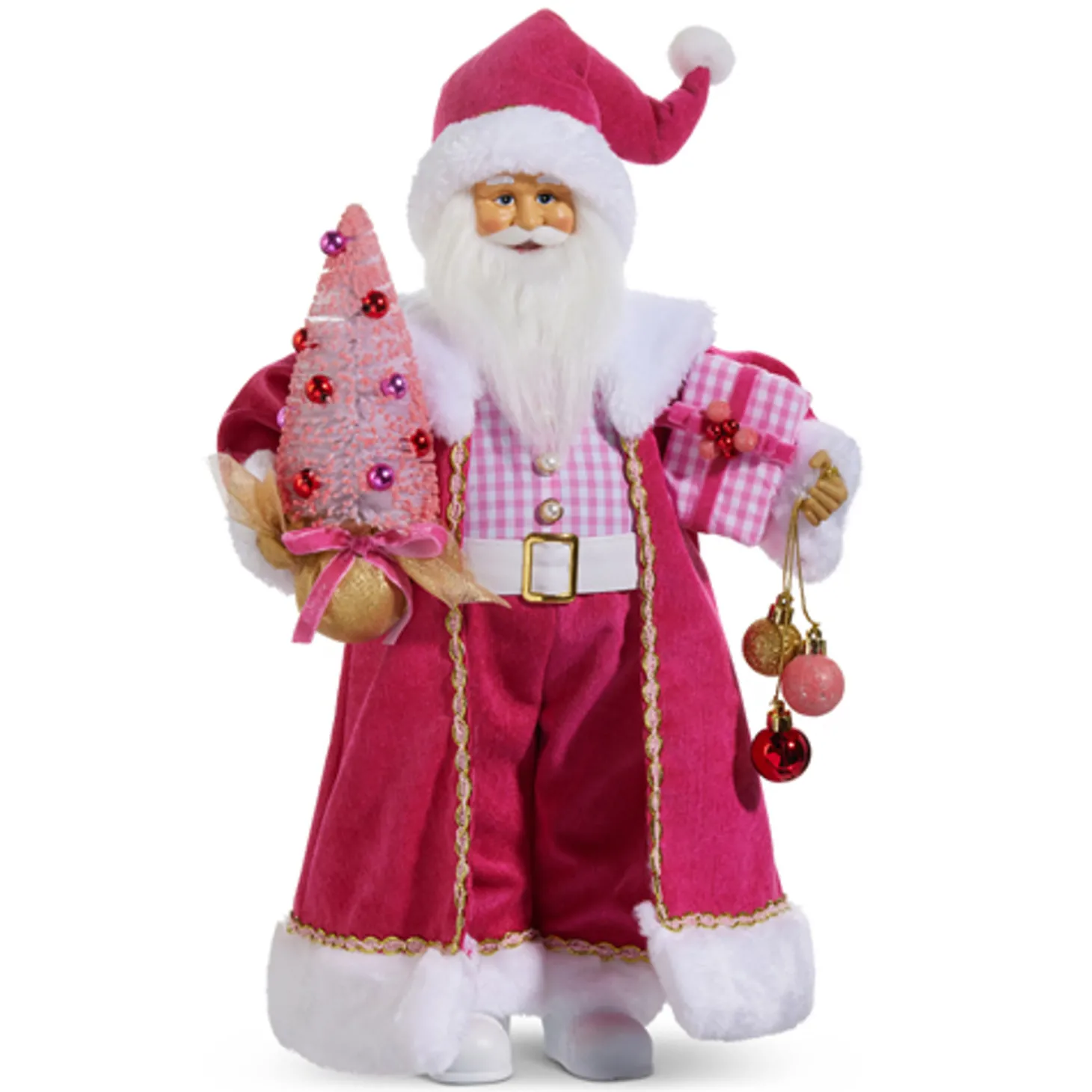 Raz 18" Bubble Gum Diva Pink Santa Christmas Figure 4415589