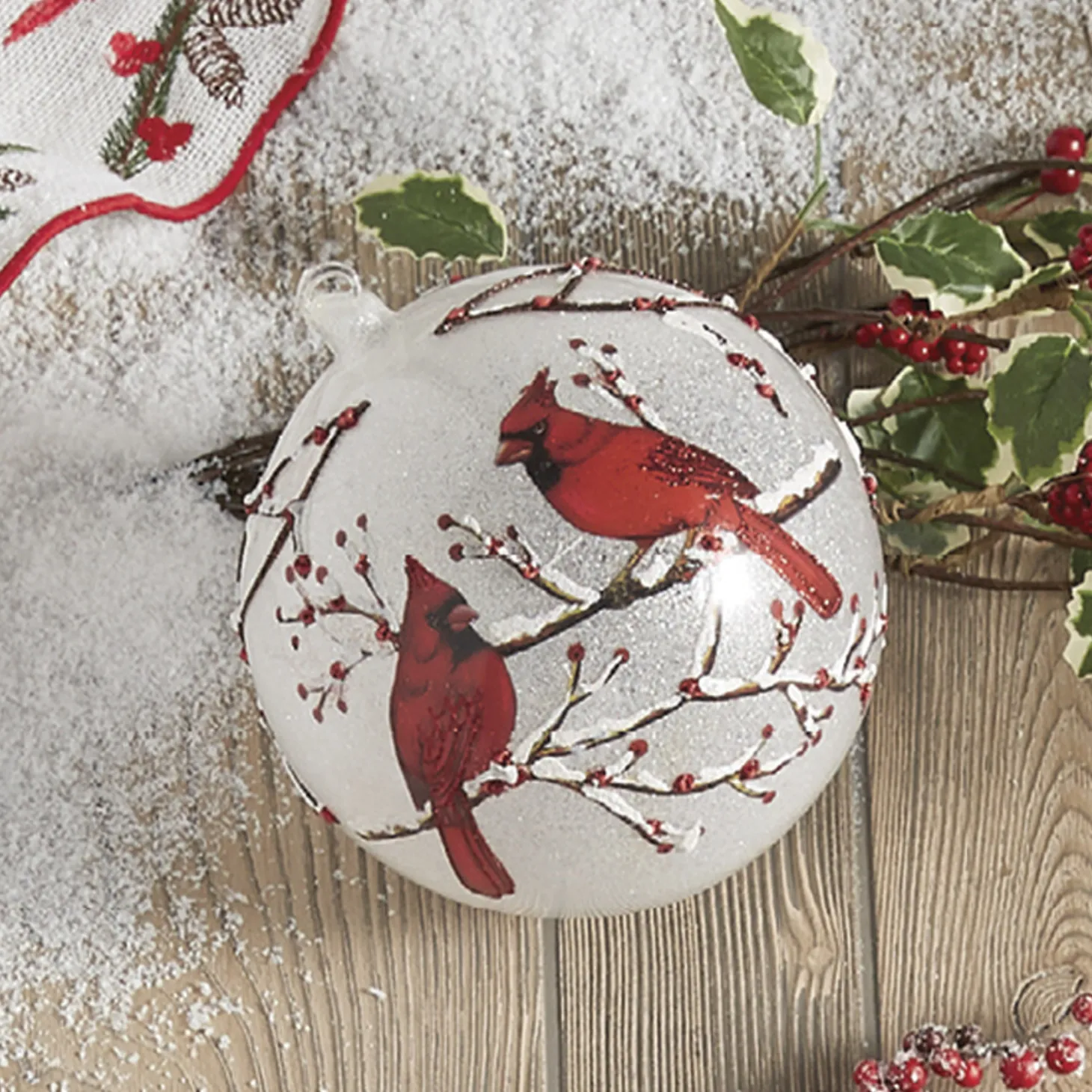 Raz 6" Cardinal Glass Ball Christmas Ornament 4124603