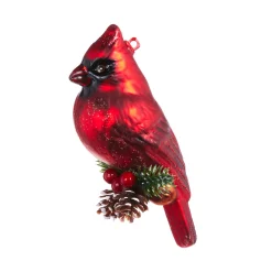 Raz 4.5" Cardinal Glass Christmas Ornament 4352850