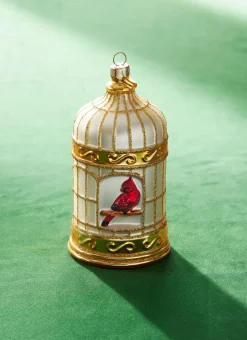 Raz 5.25" Cardinal In Birdcage Glass Christmas Ornament 4352858