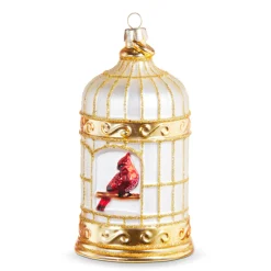 Raz 5.25" Cardinal In Birdcage Glass Christmas Ornament 4352858