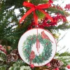 Raz 6" Cardinal On Wreath Disc Christmas Ornament 4215976