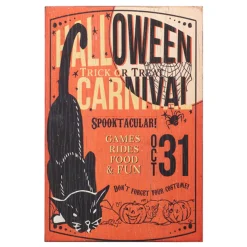 Raz 18" Carnival Cat Wood Halloween Sign 4428108