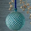 Raz 6" Cerulean Blue Quilted Ball Glass Christmas Ornament 4322938