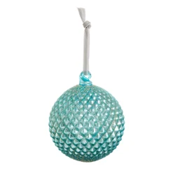 Raz 4" Cerulean Blue Quilted Glass Ball Christmas Ornament 4422947