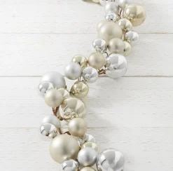 Raz 4' Champagne And Silver Ball Christmas Garland G4116150