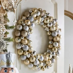 Raz 24" Champagne Ball Ornament Christmas Wreath W4432704