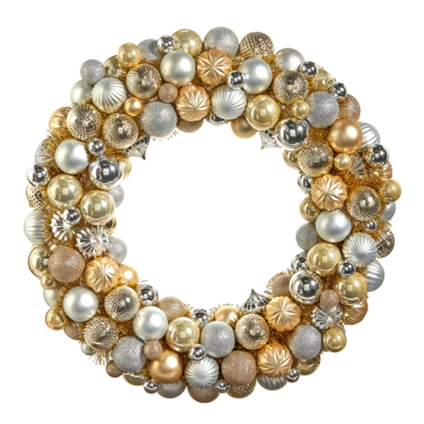Raz 24" Champagne Ball Ornament Christmas Wreath W4432704