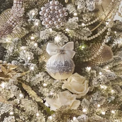 Raz 4" Champagne Jeweled Christmas Ornament With Bow 4427329