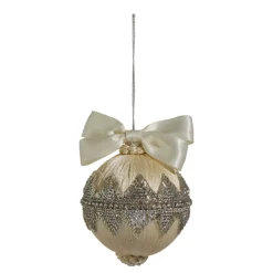 Raz 4" Champagne Jeweled Christmas Ornament With Bow 4427329