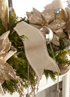 Raz 4" Champagne Pattern Wired Christmas Ribbon R4371829