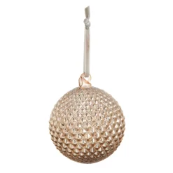 Raz 4" Champagne Quilted Glass Ball Christmas Ornament 4422946