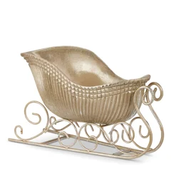 Raz 14" Champagne Ribbed Sleigh Christmas Decoration 4411344