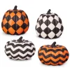 Raz 7.5" Checkered Or Chevron Orange Or Black And White Pumpkin Halloween Decoration