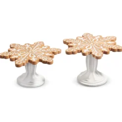 Raz 8" Christmas Gingerbread Cookie Pedestal Risers Set Of 2 4411319