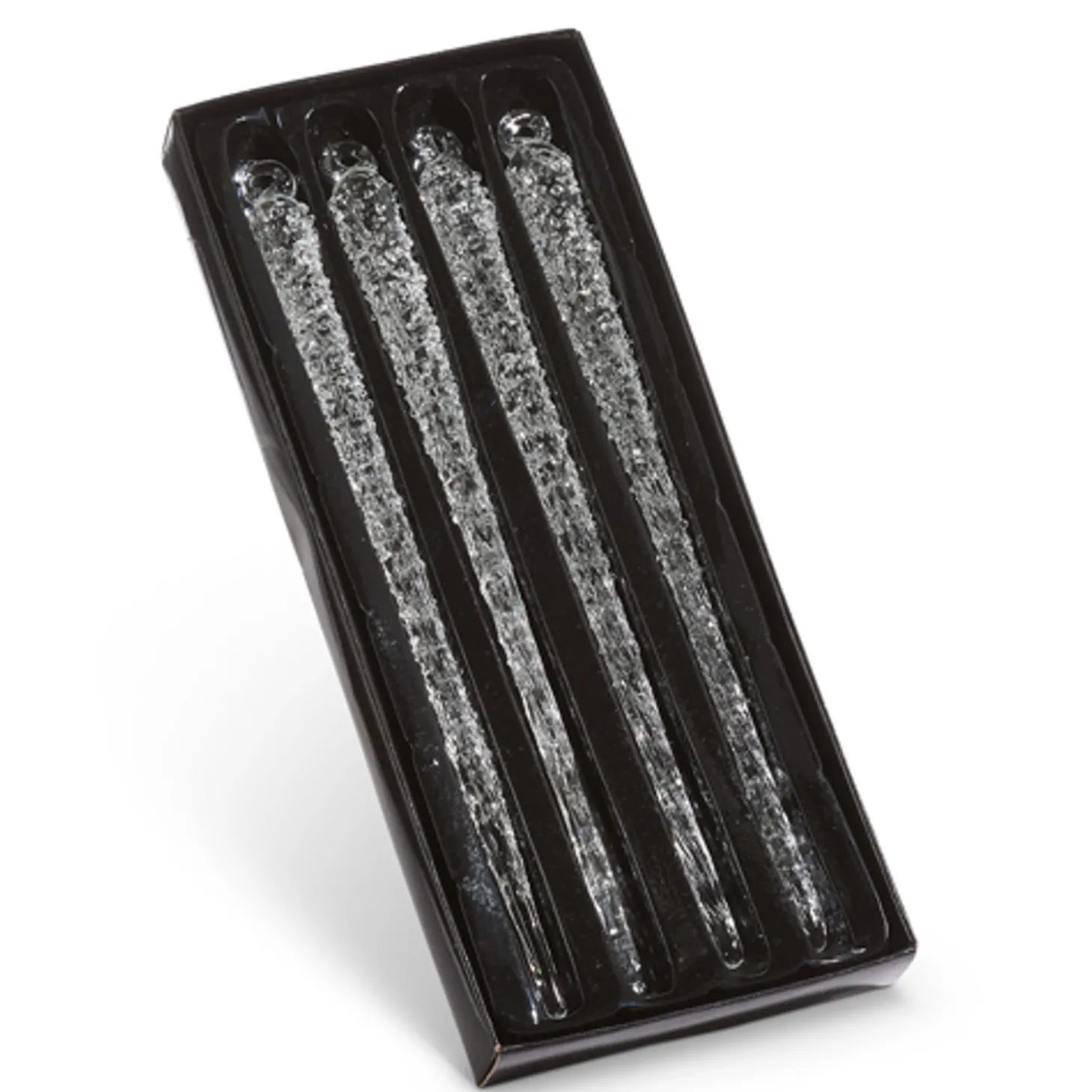 Raz 9" Clear Glass Icicle Christmas Ornament Set Box Of 4 4422897