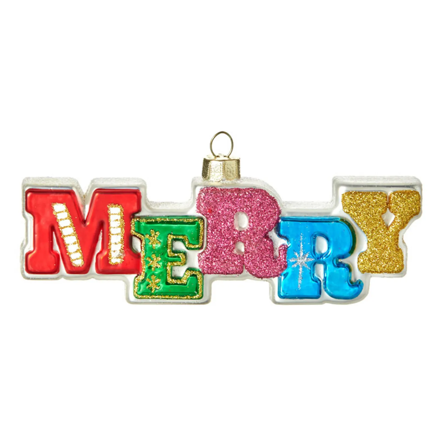 Raz 5.5" Colorful Cheer Or Merry Glass Christmas Ornament 4152856